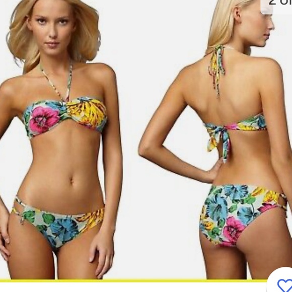 Marc by marc jacobs tie back halter neck bikini top size XS in havana floral - Picture 9 of 9
